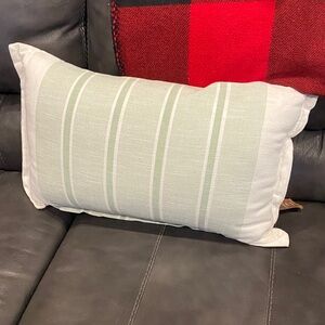 Striped White and Green Throw Pillow coastal collection. 22x14 brand new
